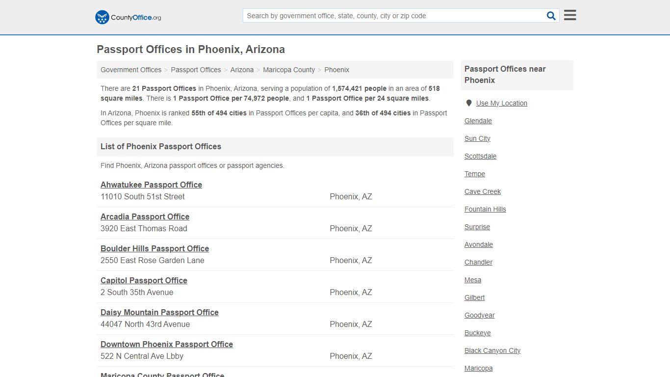 Passport Offices - Phoenix, AZ (Applications & Renewals) - County Office